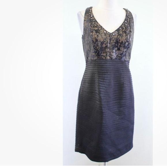 ✨ Kay Unger Black & Gold Embellished Cocktail Dress | Size 4 | NWT ✨ - Picture 1 of 9